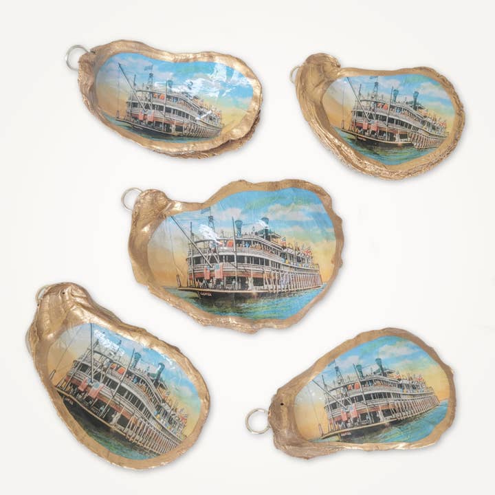 Beatrixbell Handcrafted - Wholesale Ornament - Steamboat Paddleboat Ornament | Oyster Shell Ornament6