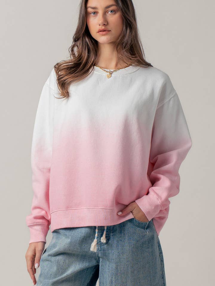 Urban Daizy - Wholesale Knit Sweater - Women's - Ombré Dip-Dye Crewneck Sweater3