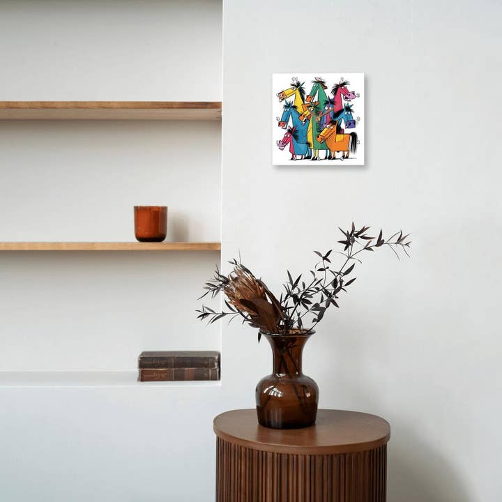 3dRose - Vendita all'ingrosso Orologi da parete - 3dRose, Orologio da Parete con Arte Astratta di Cavalli Colorati Divertenti e Variopinti per Equitazione7