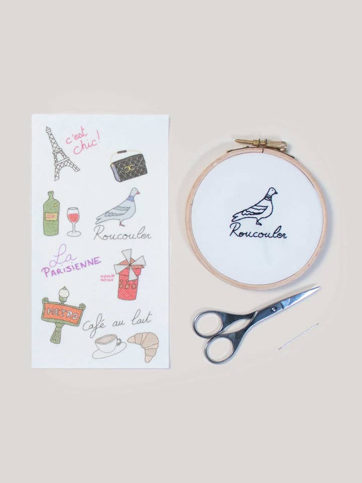 Sticky patterns to embroider T-shirts - Paris for wholesale by Britney Pompadour - Broderie - Embroidery kit