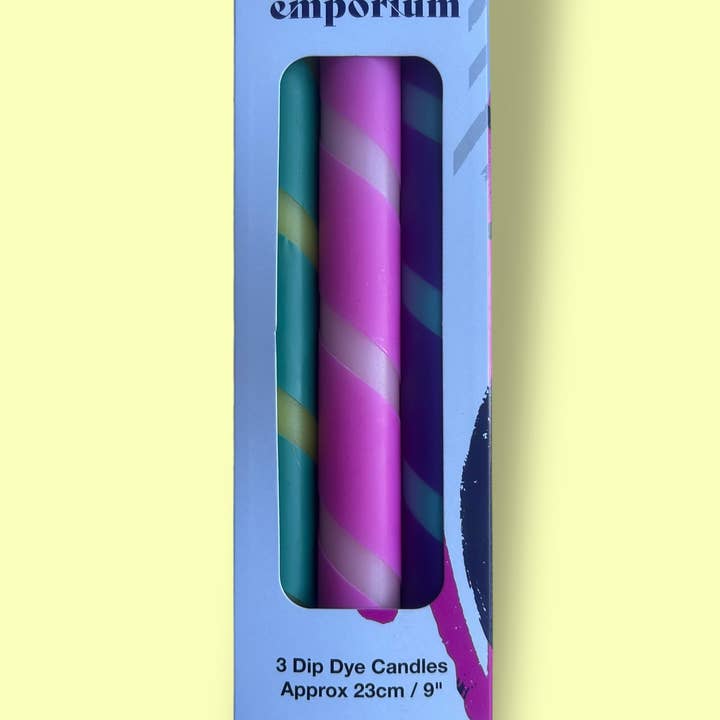 The Colour Emporium - Vente Bougies/bougeoirs coniques - Trio de bougies de dîner VIVID FUSION DIP Dye2