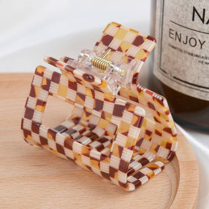 TheDivaSoap - Wholesale Hair Clip - Women's - Acrylic Square Checkerboard Hair Claw Clip