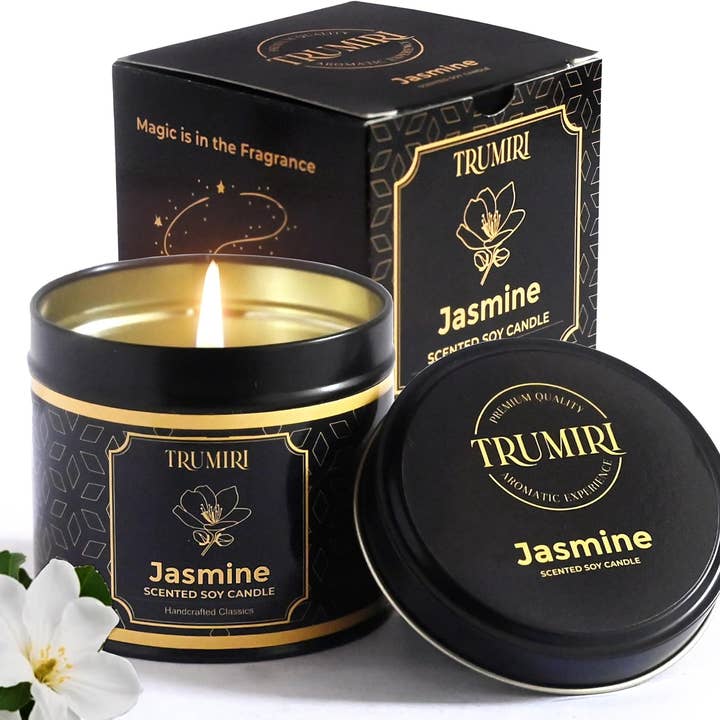 Jasmine Scented Soy Wax Premium Candle Natural Non Toxic for wholesale by TRUMIRI