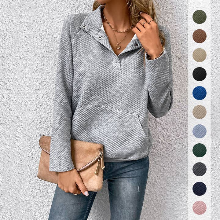 Casual Textured Mock Neck Pullover for wholesale by onatorobi