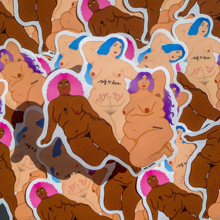 Adesivo in vinile Fat Sist per la vendita all'ingrosso da parte di Meg Garrod Art