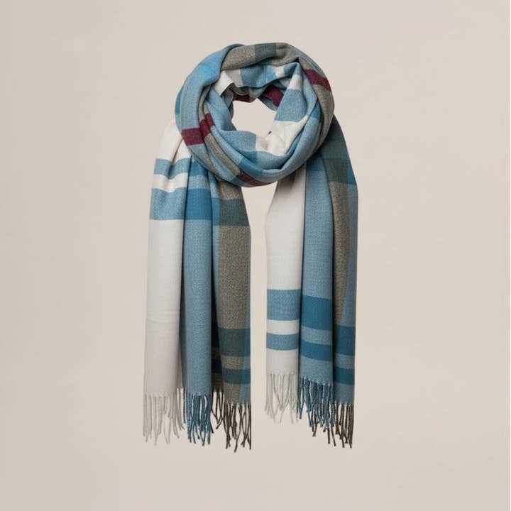 Chic Multicolor Plaid Fringe Scarf for wholesale by Zazthetics