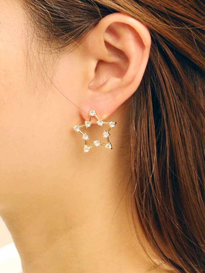 14K Open Star Stud Earrings for wholesale by MiMi Wholesale