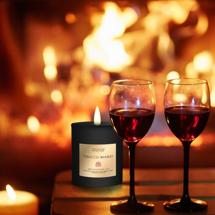 Relaxcation - Wholesale Jar/Filled Candle - TOBACCO AND WHISKEY Soy Wax Candle in Glass Jar (10 oz)5