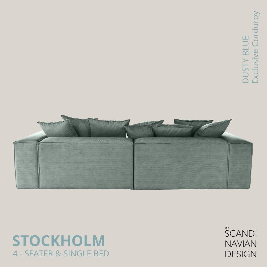 Stockholm 4-seater sofa/single bed Exclusive Corduroy, Dusty Blue removable & washable cover for wholesale on Faire16