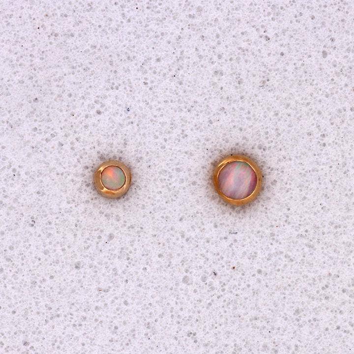 JTW - Wholesale Stud/Post Earrings - Bezel Set Cabochons 14K Threadless End1