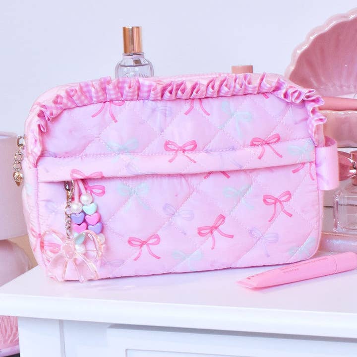 Pochette matelassée imprimée nœud avec breloque pour la vente par OMG Accessories