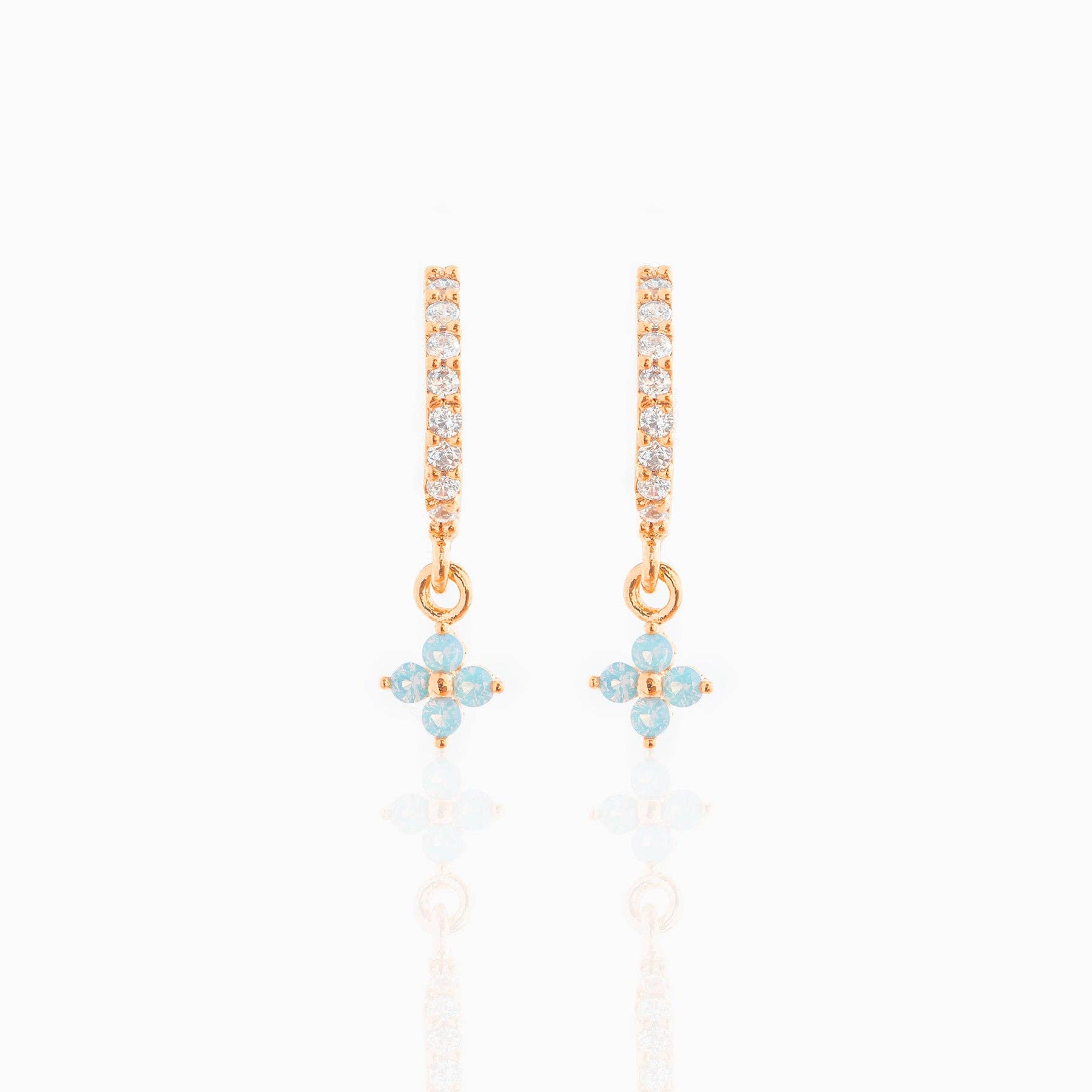 Girls Crew - Wholesale Dangle Earrings - Blue Blossom Love Dangle Hoops4