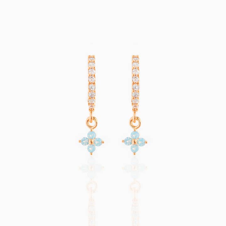 Girls Crew – wholesale Hängande örhängen – Blå Blossom Kärlek Dingla Hoops4