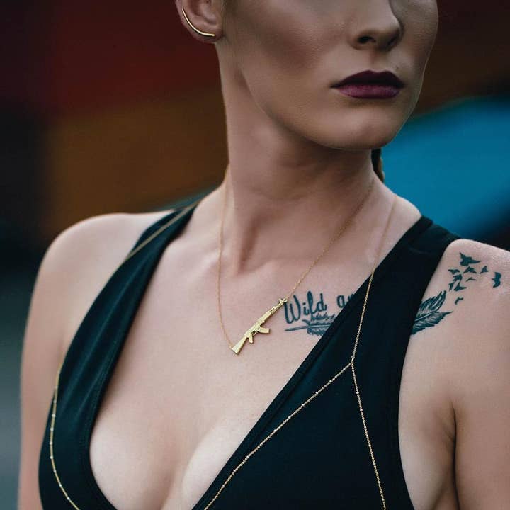 bstrd - Wholesale Pendant/Charm Necklace - AK-47 Necklace - 18k Gold Vermeil or Sterling Silver8