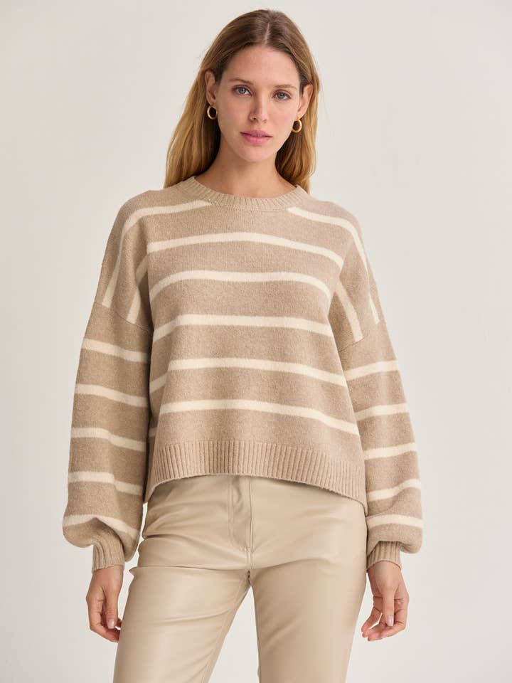 CT9686-1 - Jenny Balloon Sleeve Stripe Sweater for wholesale by Crescent