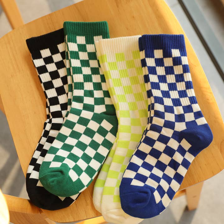 Unisex Checkerboard Knitted Cotton Socks - Stylish & Comfort and other Purchase Wholesale party socks. Free Returns & Net 60 Terms on Faire trending on Faire.
