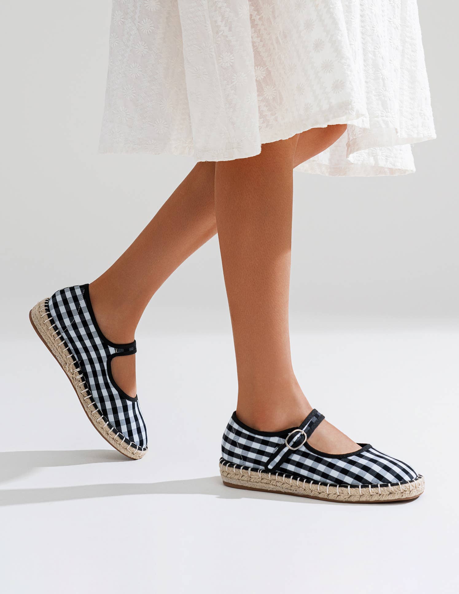 CEREZA - Vente Ballerines – femme - Espadrille Mary Jane à motif à carreaux1
