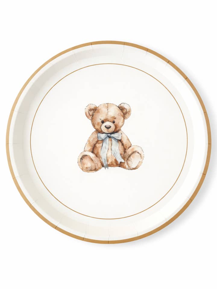 Baby Bear Plush Light Blue Dessert Plates, 12pcs for wholesale by Josi James