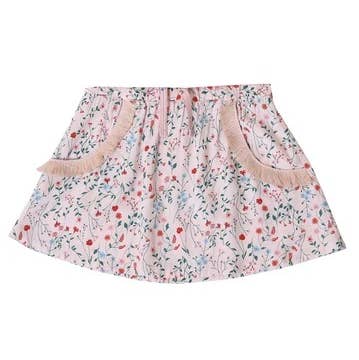 Kinderkind - Wholesale Skirt - Kids - Girls Floral Fringe Pull On Skirt0