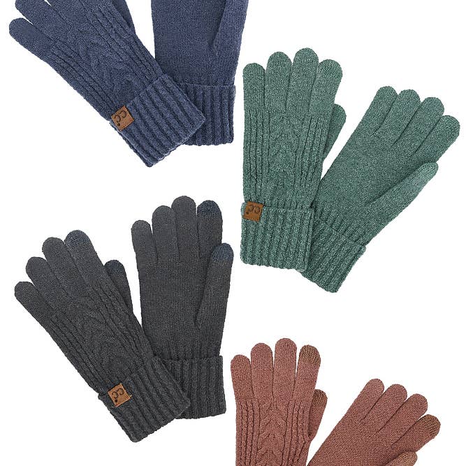Assorted Color 12pairs C.C Cable Knit Winter Gloves for wholesale on Faire