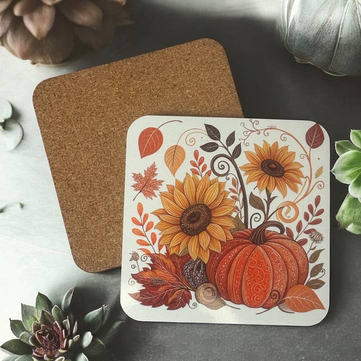 Bases de Copos de Madeira com Girassóis Outonais para uma Decoração de Casa Elegante por atacado de simply creative