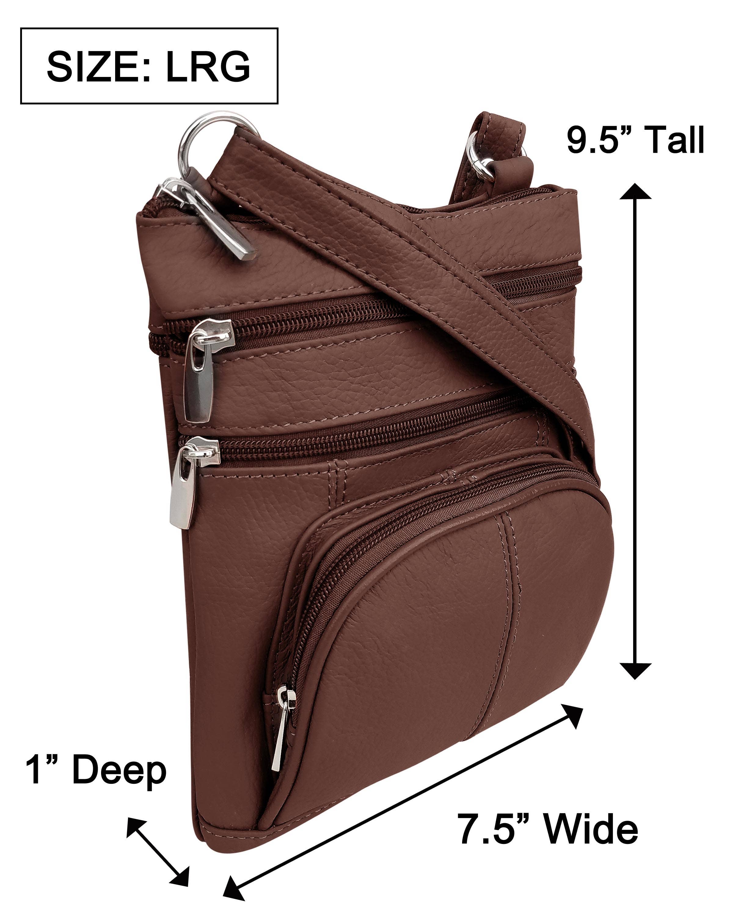 Roma Leathers, Inc. - Wholesale Crossbody Bag - Women's - RM004L Cowhide leather Crossbody with phone pocket back side1