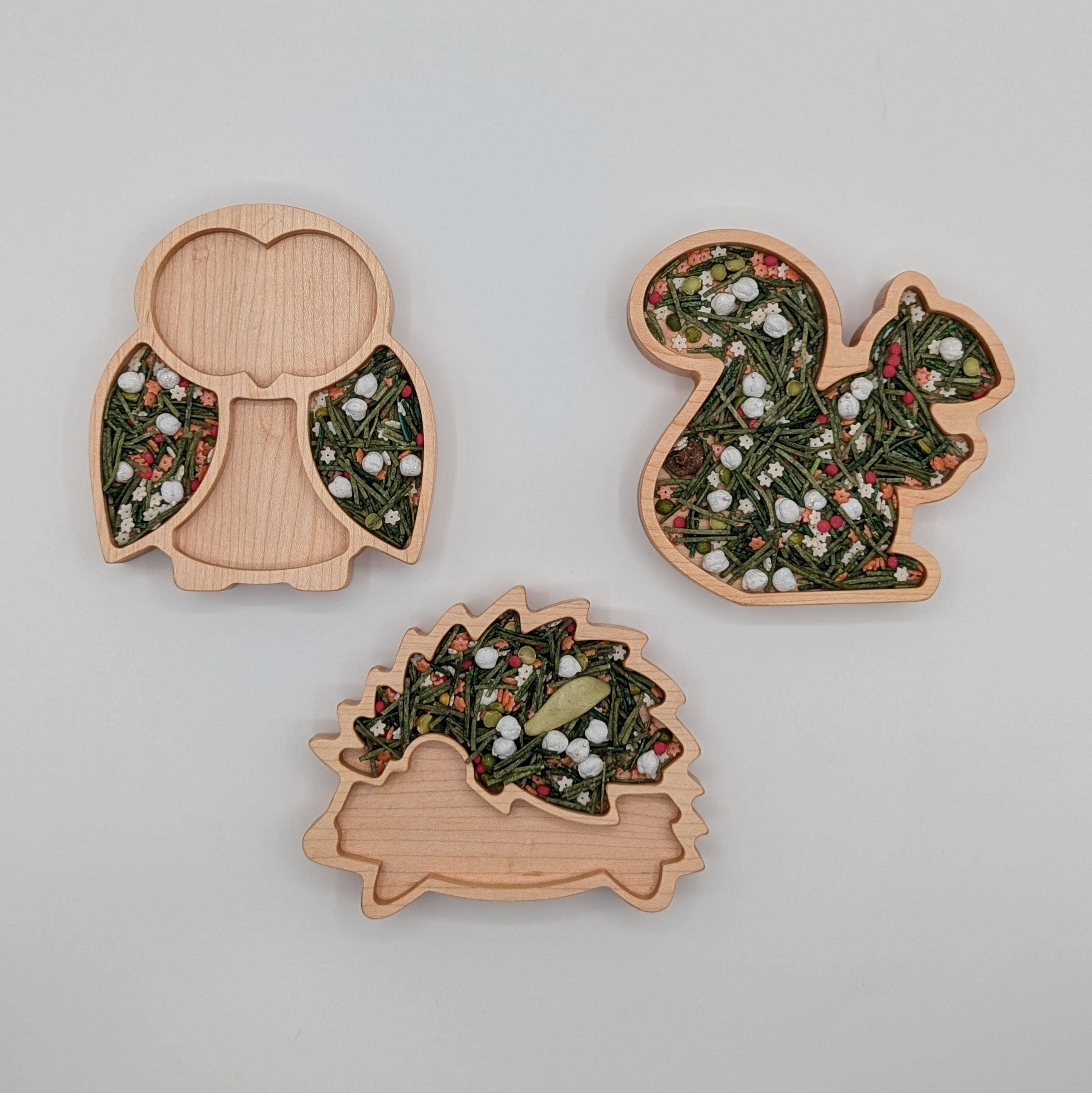 Carved Together Co – Brinquedo de madeira - Crianças por atacado – Tabuleiro Sensorial Mini Esquilo2