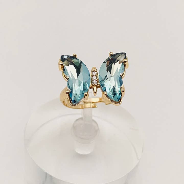 Mio Queena - Wholesale Cocktail/Statement Ring - Gradient Glass Butterfly Ring5