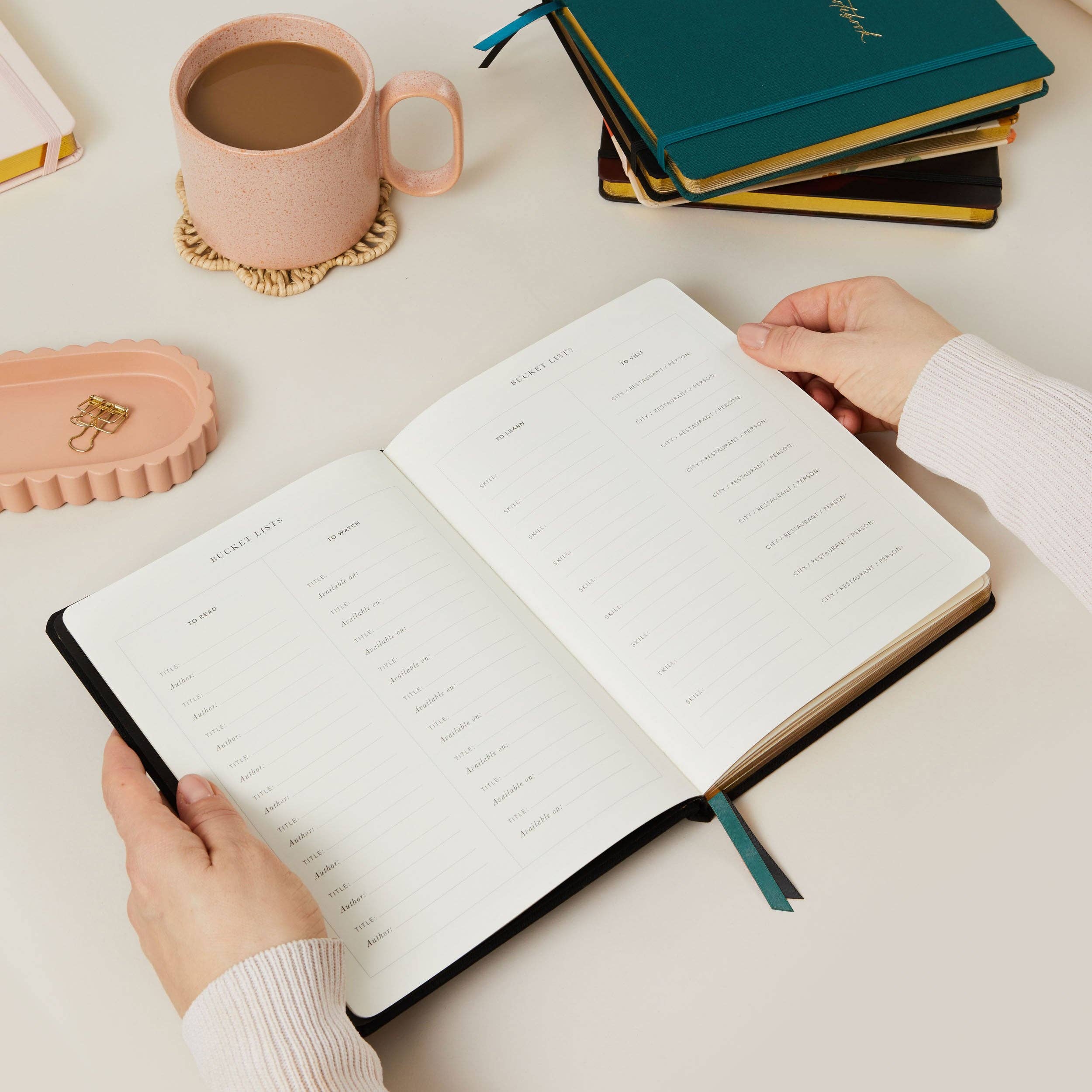 Blush And Gold - Vendita all'ingrosso Planner - Planner settimanale senza data « Juniper » con copertina in tessuto5