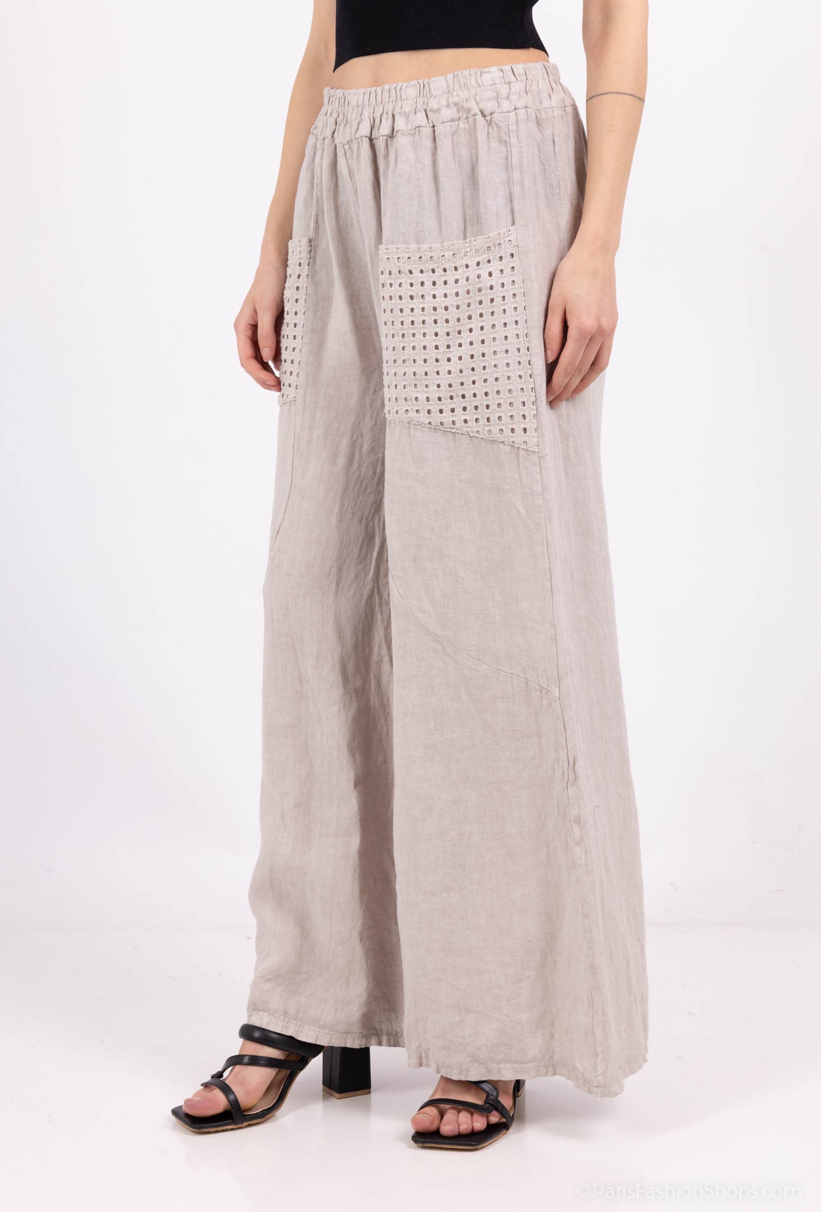 Shyloh - Wholesale Pants - Women's - Linen Trousers with Openwork Pockets 2058030