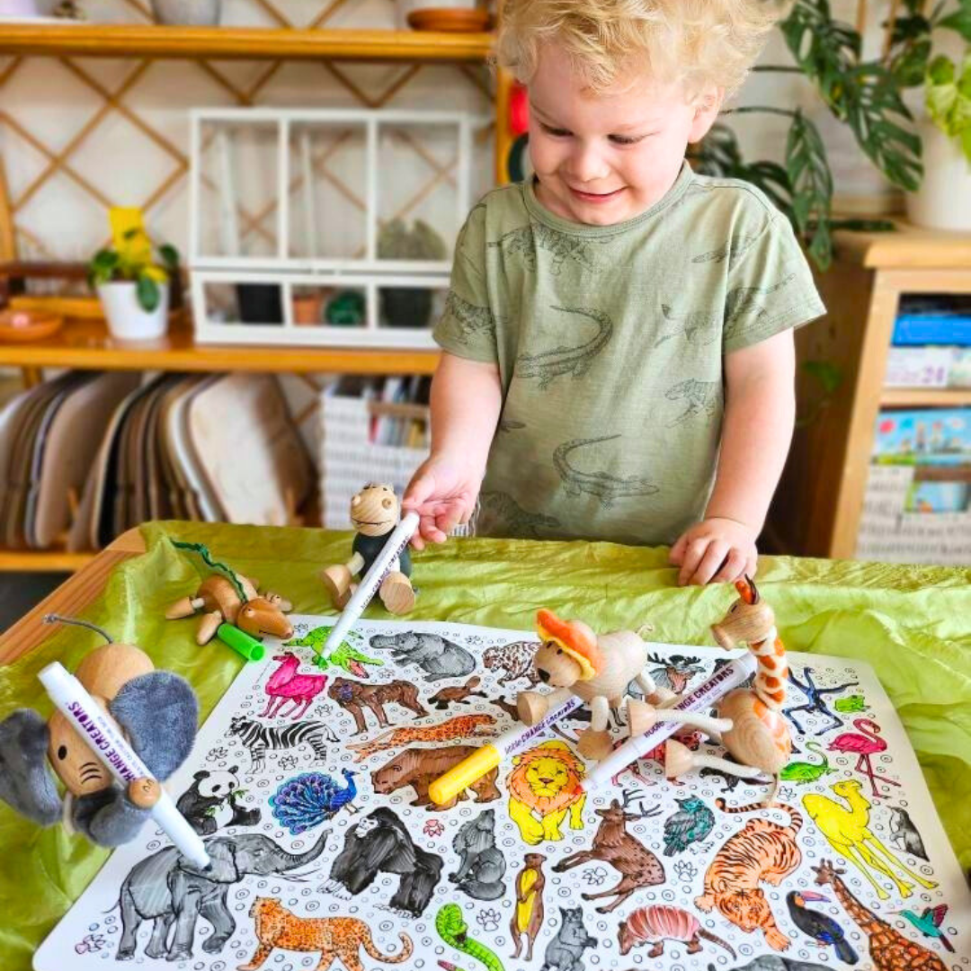Little Change Creators - Wholesale Coloring Mat - Kids & Baby - SAFARI | Washable Animal Colouring Activity Mat13