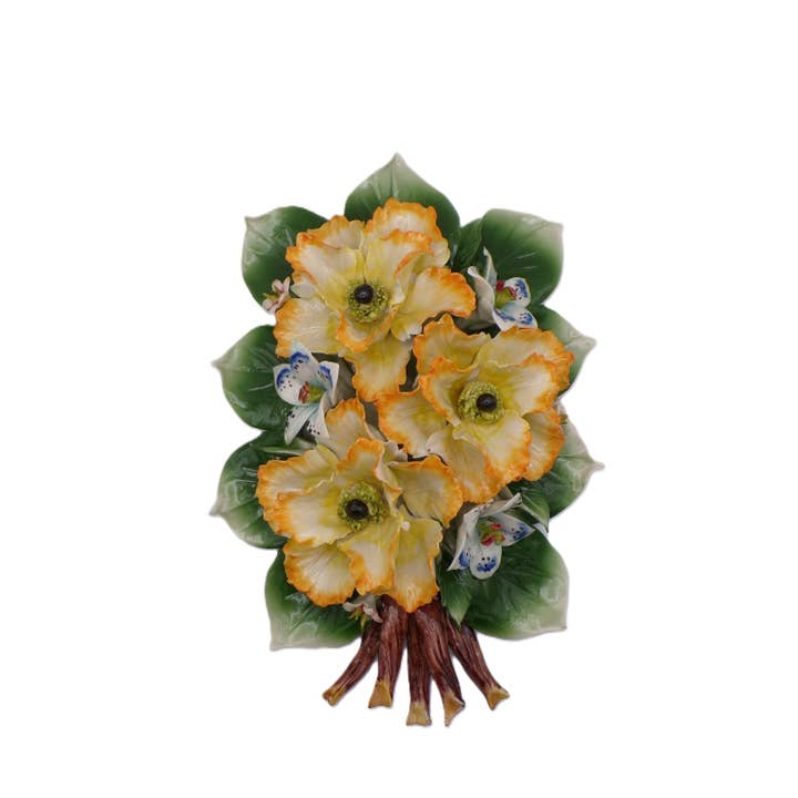 AF07/2 - Ramo de amapolas y lirios en porcelana M. En Italia para venta al por mayor de LUEM ART ceramiche e porcellane di Capodimonte Made In Italy