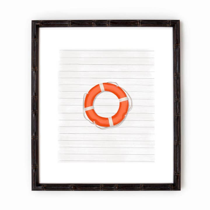 Impression artistique de la bague Life Preserver, œuvre d'art vintage Life Preserver pour la vente par Art and Soul