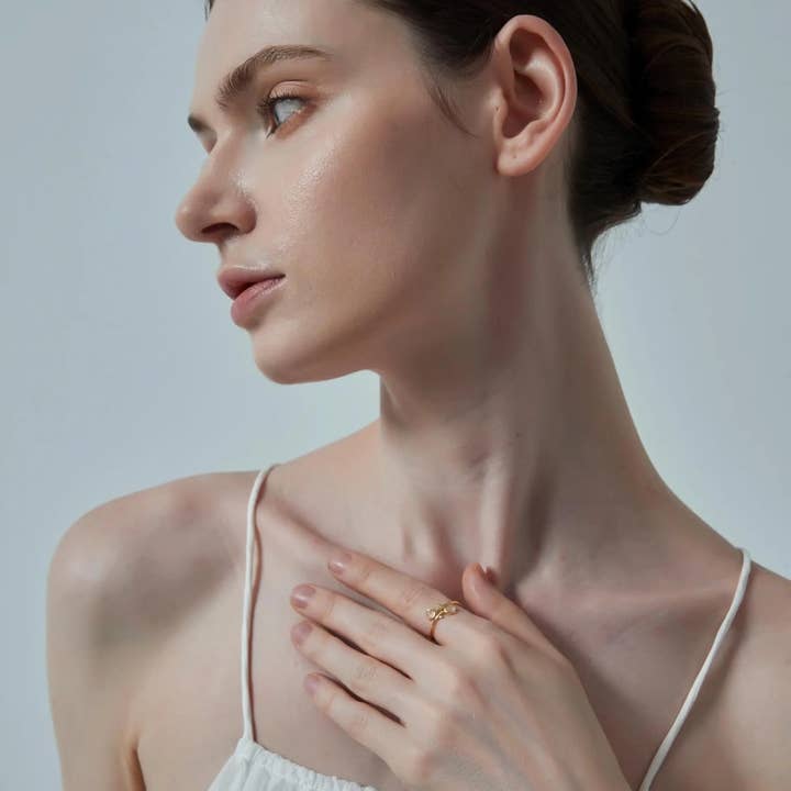 Perimade & Co. LLC - Wholesale Multi-Stone Ring - Rose Quartz Tulip Flower Bypass Ring in 925 Sterling Silver3