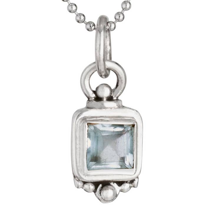 March Birthstone Aquamarine Sterling Silver Necklace for wholesale by Tiger Mountain Jewelry