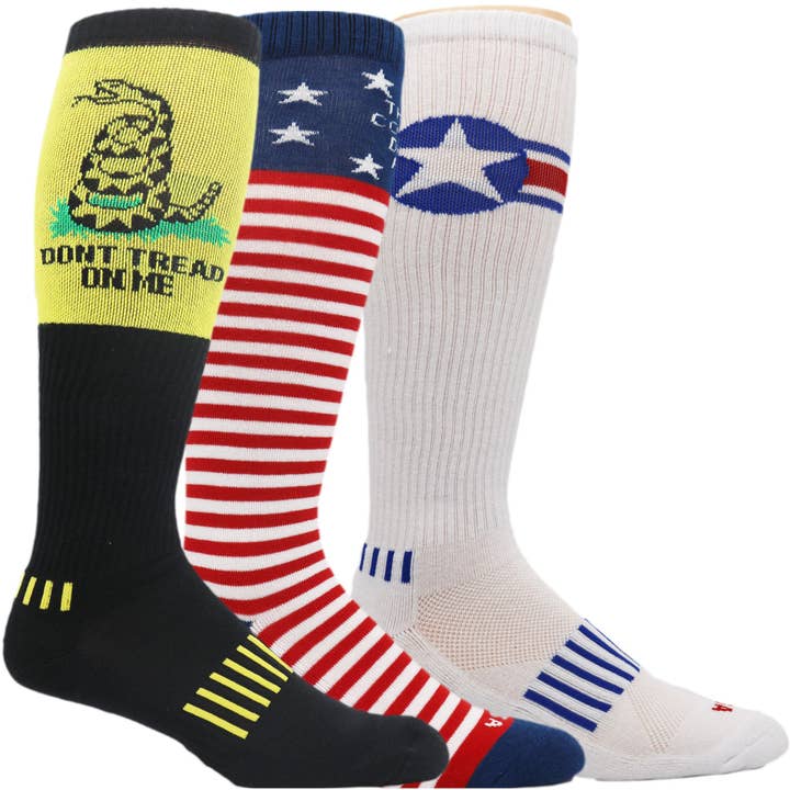 American Patriot Knee-High Socks 3-Pack for wholesale by Moxy Socks