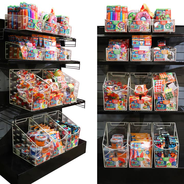 Novelty Brands - Wholesale Retailer Display - Kids & Baby - Merchandising Fixture - So Much Fun Clear Toy Bin Kit ONLY 88383