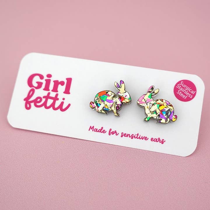 Girlfetti - Wholesale Stud/Post Earrings - Easter Bunny Acrylic Stud Earrings8