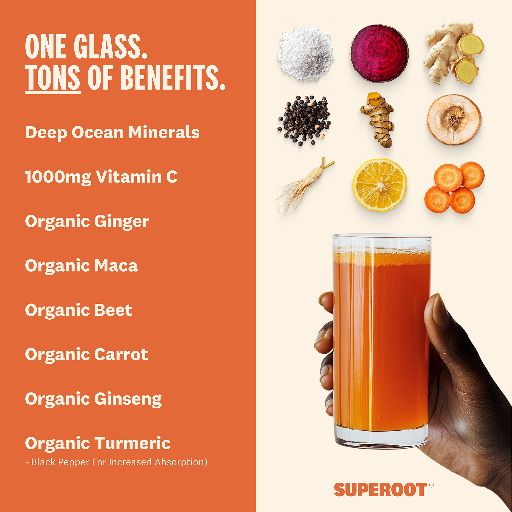 Superoot - Wholesale Powdered Health Drink - Immunity & Hydration Superfood Mix - Orange Lemon | 30 serv.2