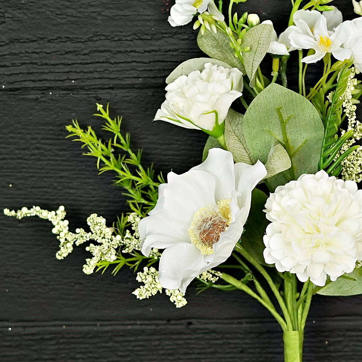 Holiday Depot Inc. - Wholesale Artificial Flowers - 35261- 16in Bush-White Anemone with Carnations-2