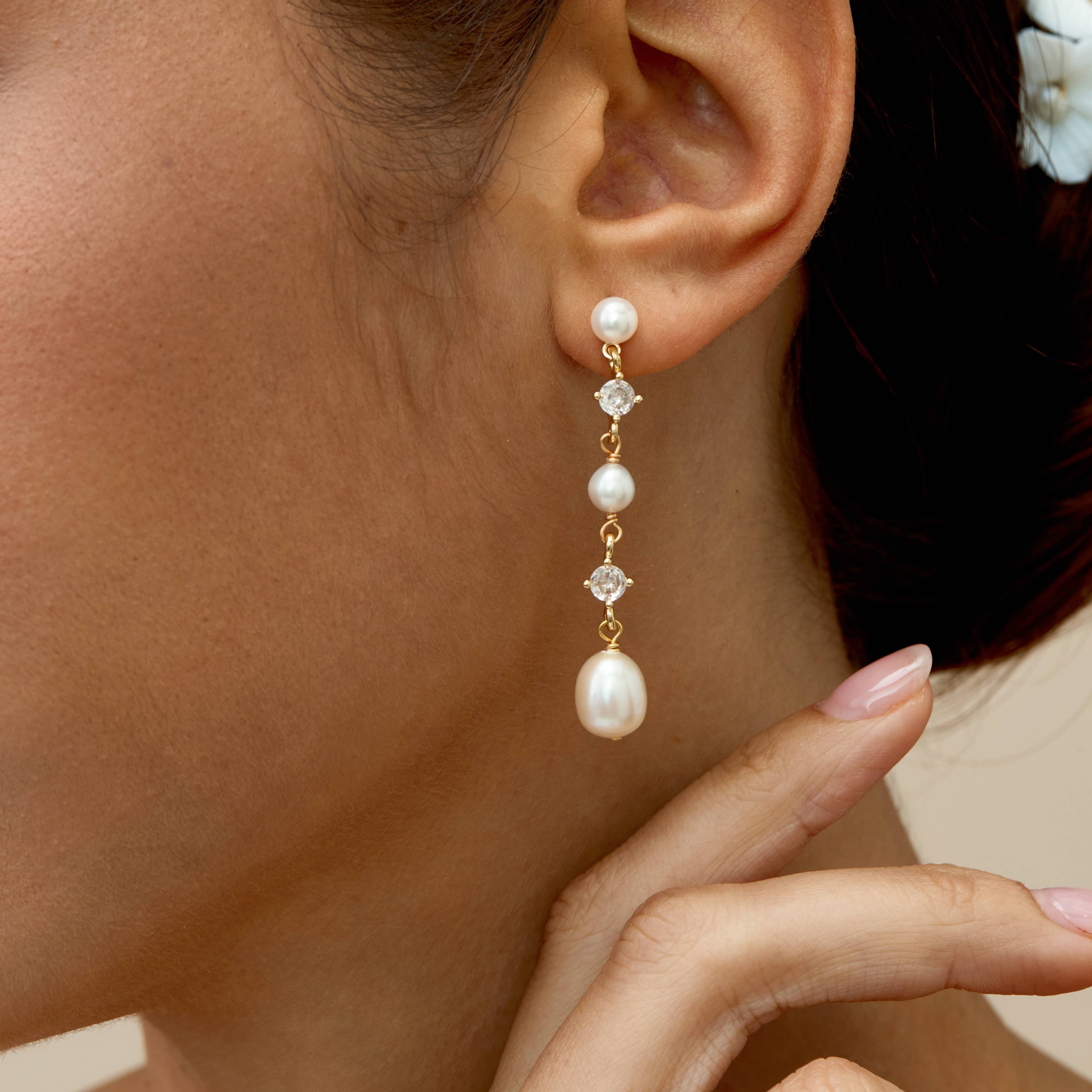 Drrtymagic - Wholesale Dangle Earrings - Natural Freshwater Pearl Earrings, Crystal Dangle Earrings5