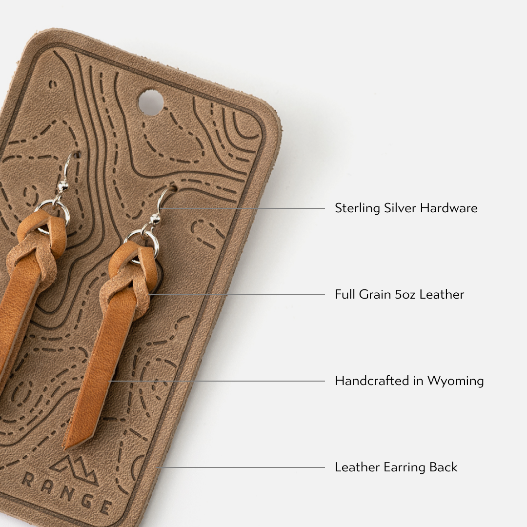 Range Leather Co. - Wholesale Dangle Earrings - Braided Full-Grain Leather Drop Earrings6