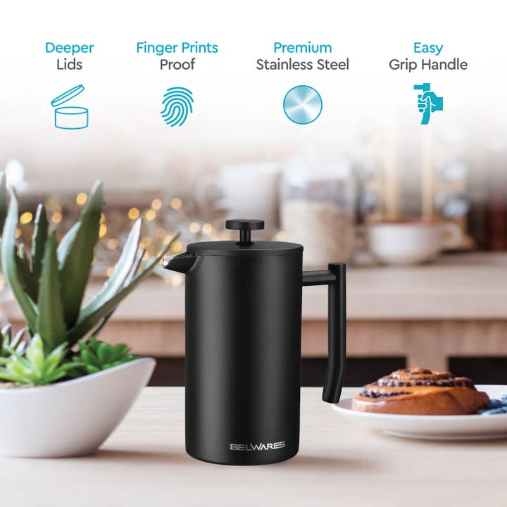 Bambusi - Wholesale French Press - French Press Coffee Maker Double Wall & 4-Level Filtration7
