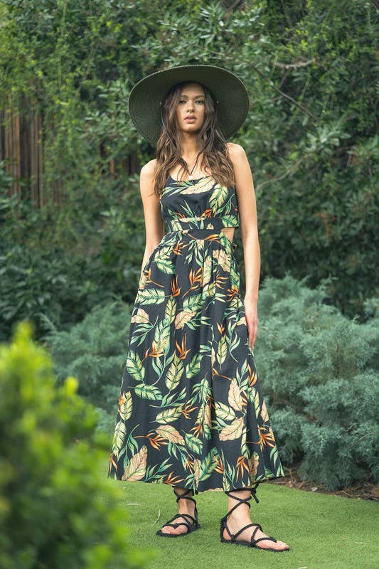ILLA ILLA - Vente Robe – femme - Robe longue à découpes imprimé tropical10