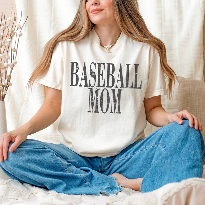 Distressed Baseball Mom Tee Shirt for wholesale by Hey Jude Graphic Tees