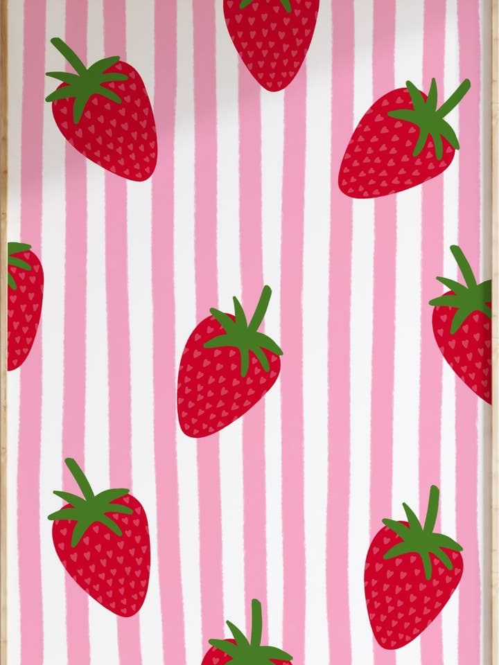 Impressão Artística de Morango Listrado por atacado de Funky Dory