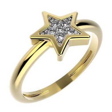 Anillo con circonita cúbica con acabado en oro amarillo de 18 quilates, joyería infantil 19045 para venta al por mayor de Gio Fantato