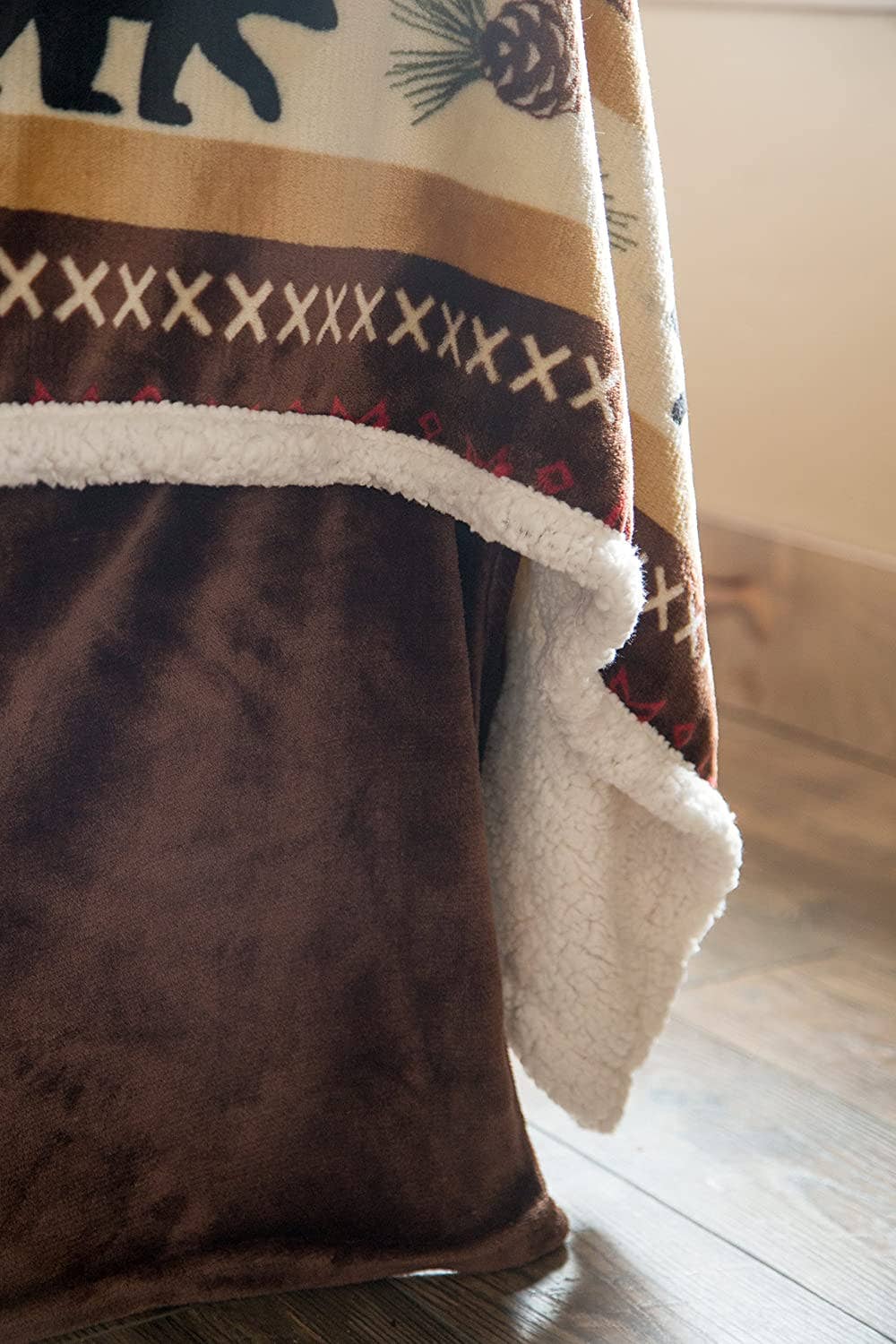 Linen Mart – wholesale Sängkläder – Inlandet Sherpa Plush Lodge Fleecefilt - 3 Piece Set2