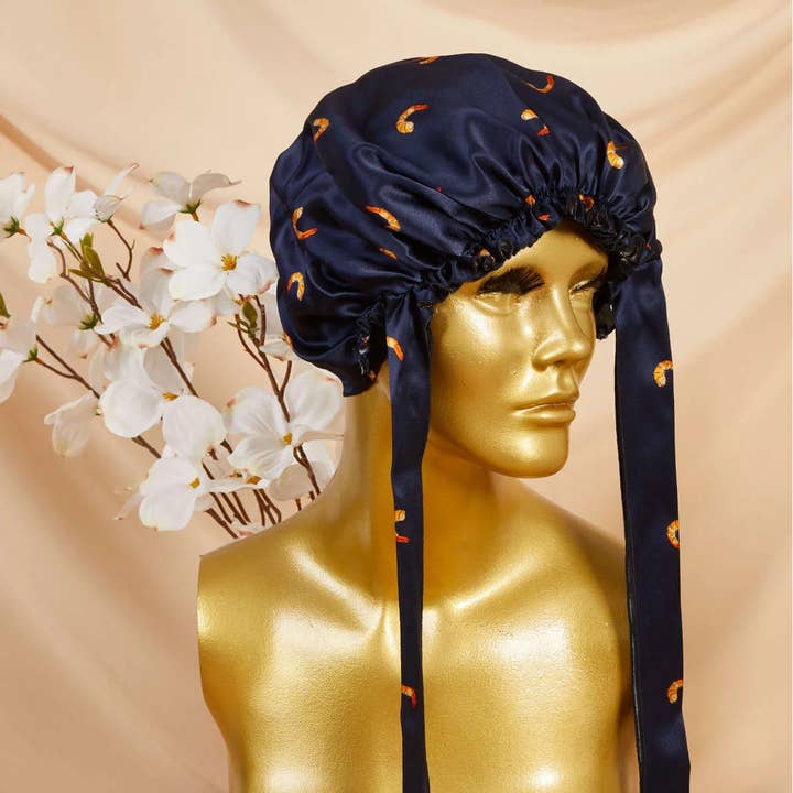 King Prawn Print Virginia Bonnet for wholesale by Gilded Fox Silk