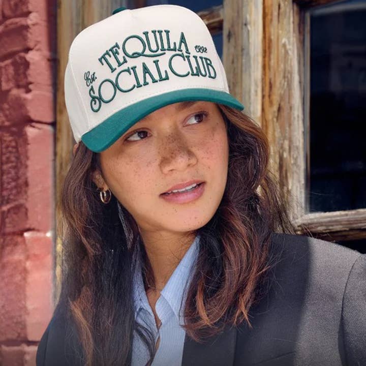 Fashion City - Wholesale Baseball Cap - Unisex - Tequila Social Club 3D Text Embroidery Two-Tone Trucker Hat2